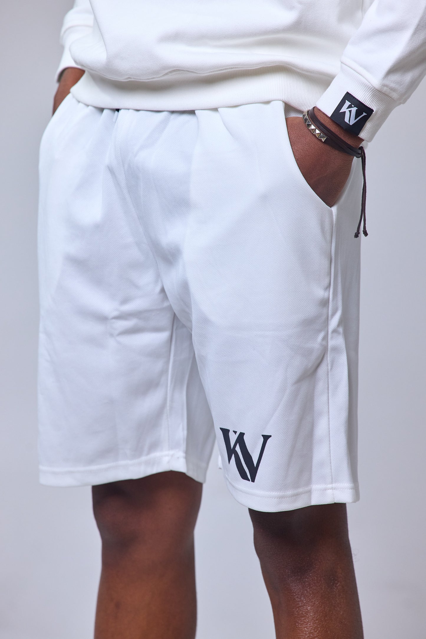 Koi Veloure White Streetwear Shorts – Breathable Summer Fit for Men